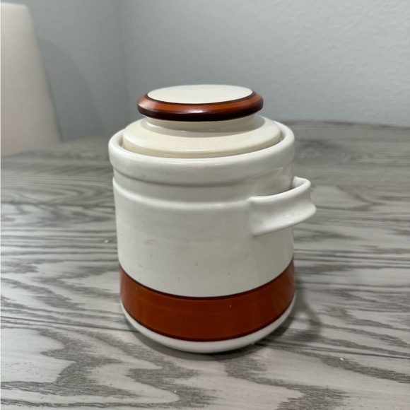 Vintage MCM California Pottery Canister/Cookie Jar/Orange & Brown Retro Jar - Picture 4 of 7